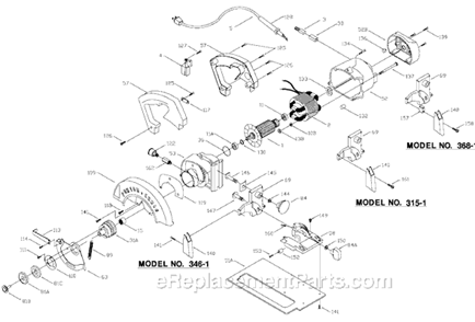 Page A Diagram and Parts List for 368 Type 3 Porter Cable Circular Saw